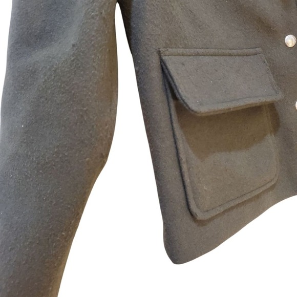 Sam Edelman Olive Green Wool Blend Cropped Jacket Gold Button Detail - Picture 7 of 8